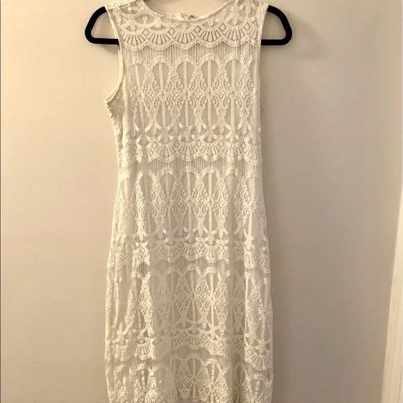 Sharagano | Dresses | Calling All Brides Gorgeous White Lace Dress |  Poshmark
